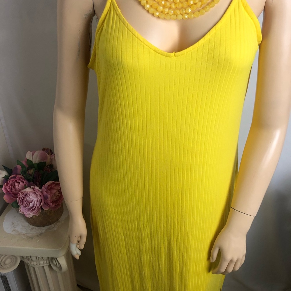 2x Plus Size Solid Yellow Ribbed Long Maxi Sleeve… - image 5
